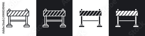 Roadblock icon in thin line and Flat Design.