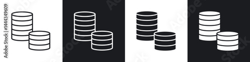 Money coin icon in thin line and Flat Design.