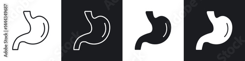 Stomach icon in thin line and Flat Design.