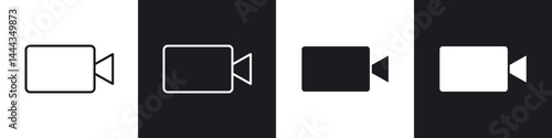 Video call icon in thin line and Flat Design.