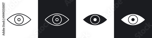 Eye icon in thin line and Flat Design.