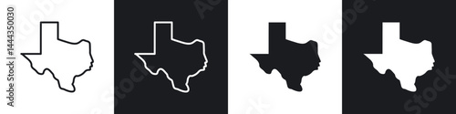 Texas icon in thin line and Flat Design.