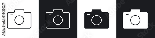 Camera icon in thin line and Flat Design.