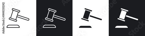 Gavel icon in thin line and Flat Design.