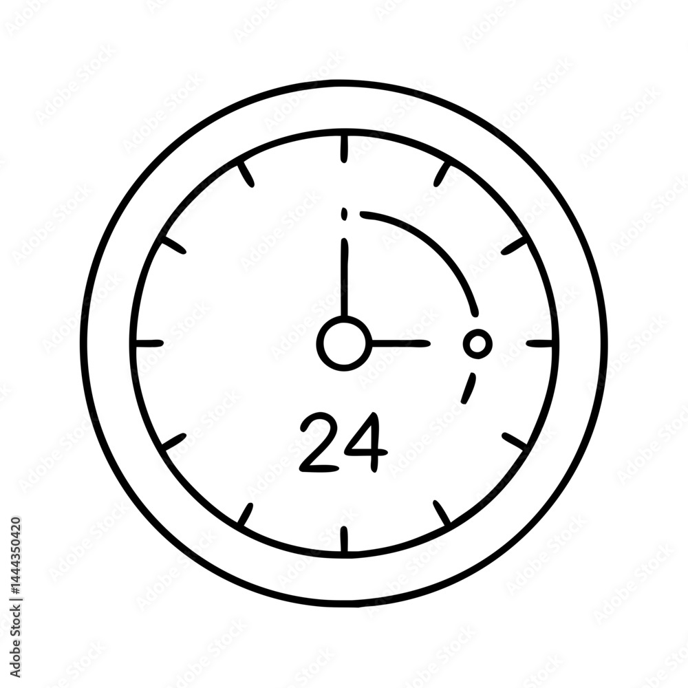 24 hour clock icon, 24 hour clock line art - simple line art of 24 hour clock, perfect for 24 hour clock logos and icons 24 hour clock icon, 24 hour clock line art - simple line art of 24 hour clock, perfect for 24 hour clock logos and icons