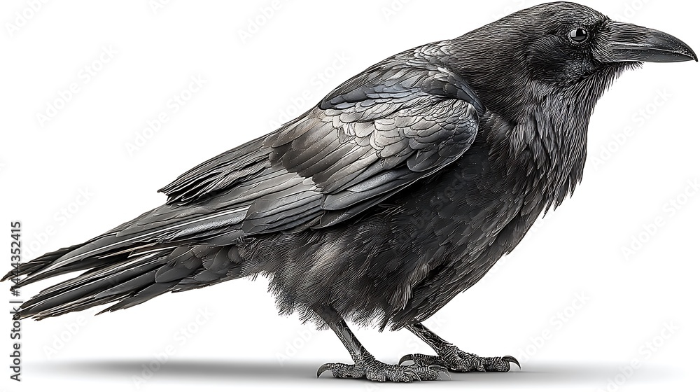 Fototapeta premium Majestic black bird, sharp profile