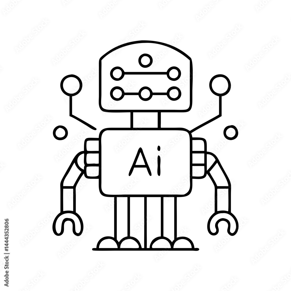 ai robot icon, ai robot line art - simple line art of ai robot, perfect for ai robot logos and icons ai robot icon, ai robot line art - simple line art of ai robot, perfect for ai robot logos and icons