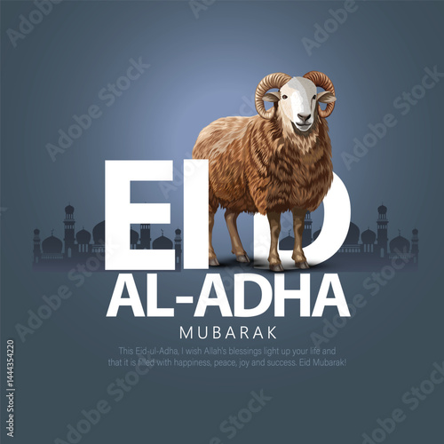 beautiful Eid al Adah art greetings. goat. Arabian culture background. abstract vector illustration design.