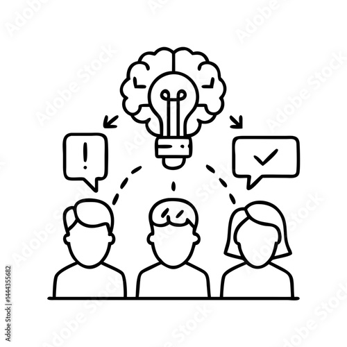 brainstorming session icon, brainstorming session line art - simple line art of brainstorming session, perfect for brainstorming session logos and icons