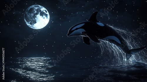 Whales waterfall moon fantasy image