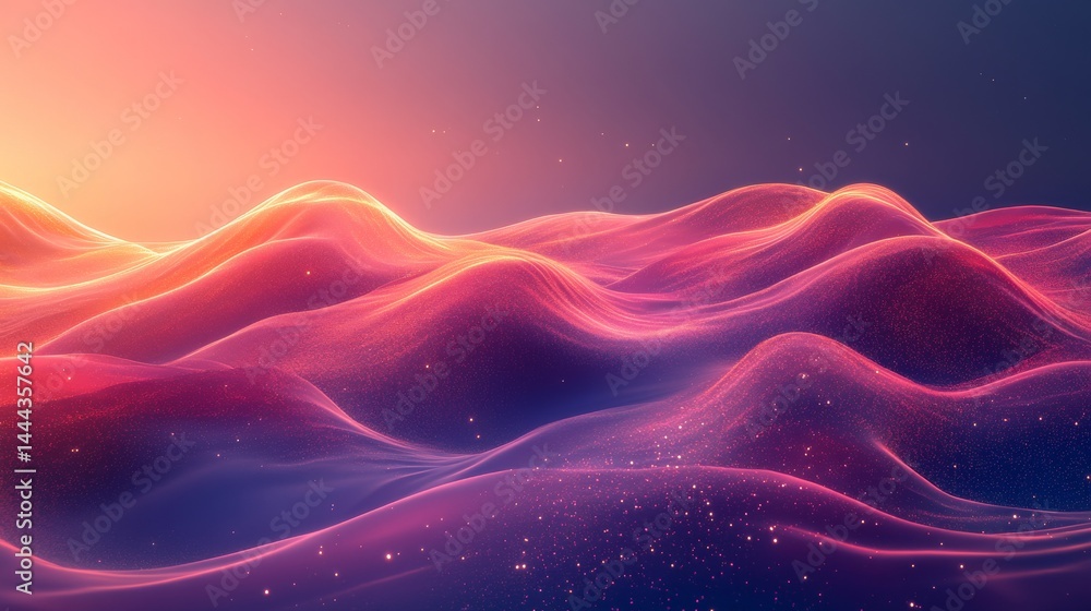 Fototapeta premium Colorful, abstract landscape with flowing, undulating forms.