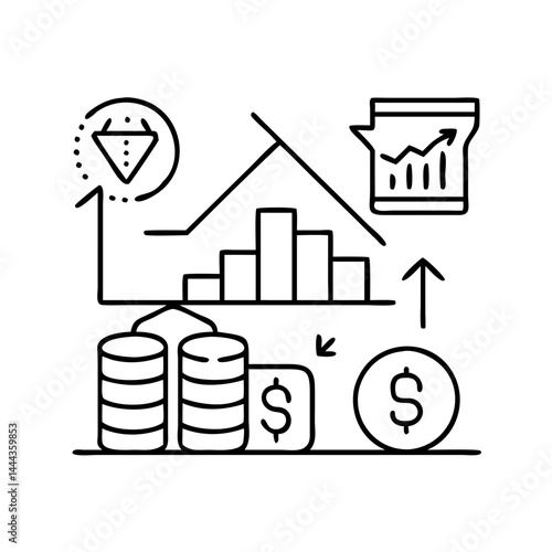 commodity prices icon, commodity prices line art - simple line art of commodity prices, perfect for commodity prices logos and icons