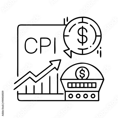 consumer price index cpi icon, consumer price index cpi line art - simple line art of consumer price index cpi, perfect for consumer price index cpi logos and icons