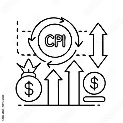 consumer price index cpi icon, consumer price index cpi line art - simple line art of consumer price index cpi, perfect for consumer price index cpi logos and icons