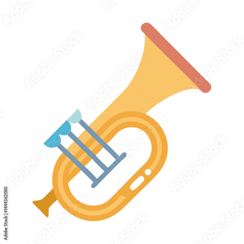 Golden Trumpet Illustration: Musical Instrument, Brass, Band, Jazz