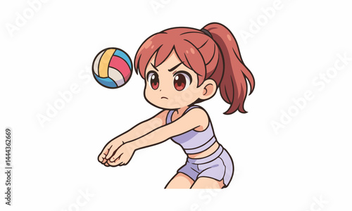 cute volleyball player cartoon illustration