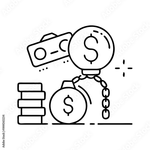 Wallpaper Mural debt icon, debt line art - simple line art of debt, perfect for debt logos and icons Torontodigital.ca