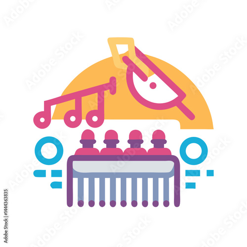 Colorful Abstract Music and Group Illustration on Black