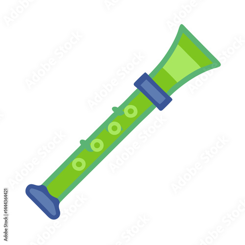 Green and Blue Recorder Musical Instrument on Black Background