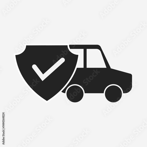 Isolated illustration silhouette car insurance for advertising, logos and symbols of automotive protection