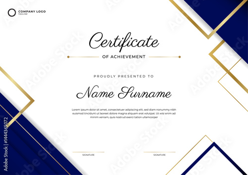 Geometric style abstract certificate design with luxury and modern line pattern design