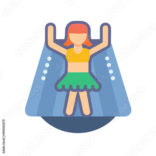 Woman on stage under spotlight, icon illustration