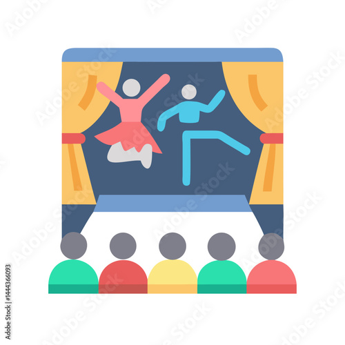 Flat Illustration of People Watching Performance Art Show