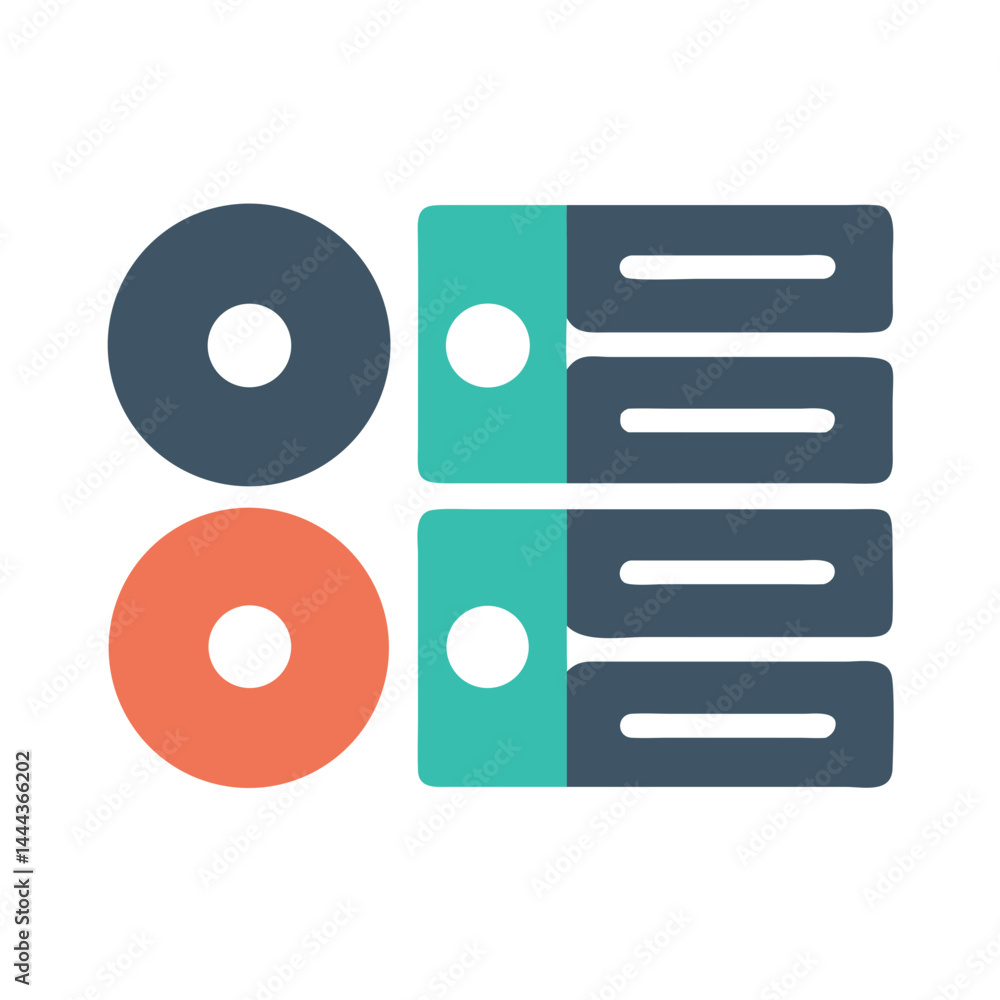 Obraz premium Modern data storage design with disks and server