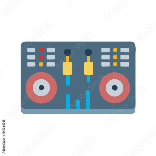 Colorful flat icon vector illustration of a DJ controller