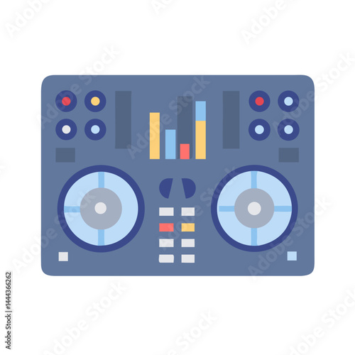 Flat Design DJ Controller Icon for Music Mixing