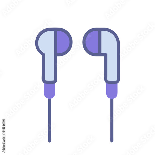 Lilac Wired Earbuds Illustration on Black Background