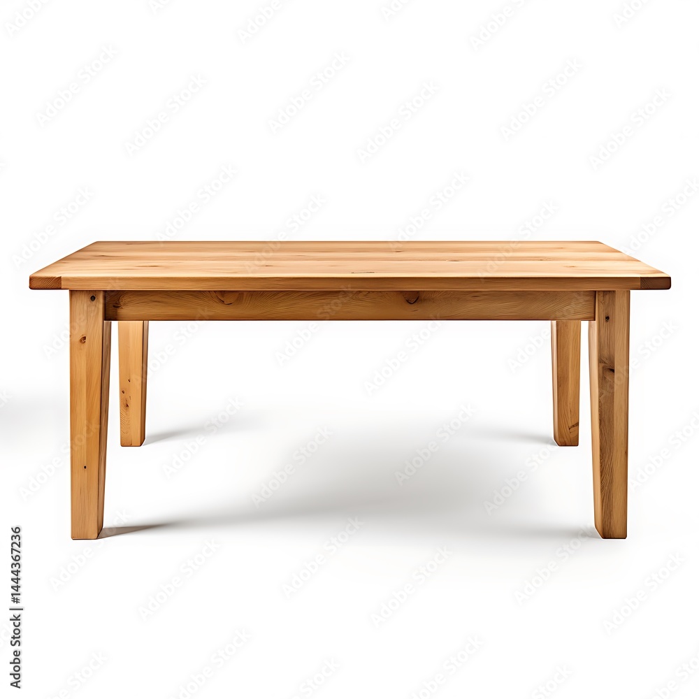 A simple oak rectangular table, viewed straight on, with a white background A simple oak rectangular table, viewed straight on, with a white background