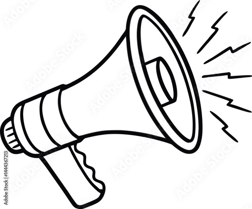 black and white illustration of a megaphone with sound