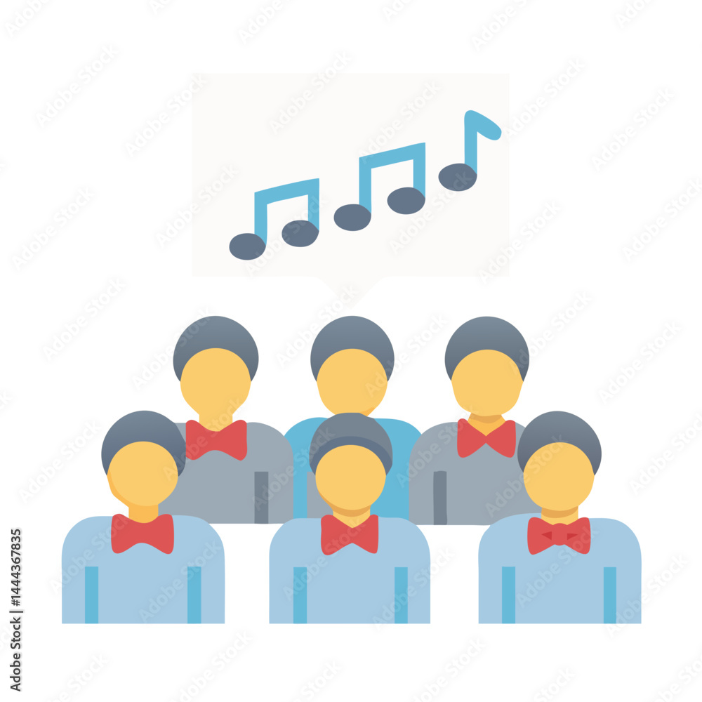 Obraz premium Choir sings beautiful music vector illustration on black