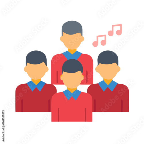 Choir or Ensemble Group Singing with Music Notes