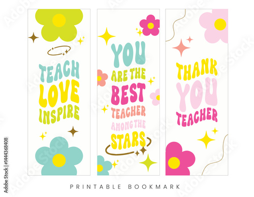 Teachers Day Bookmark Template Flowers Sparkle Star