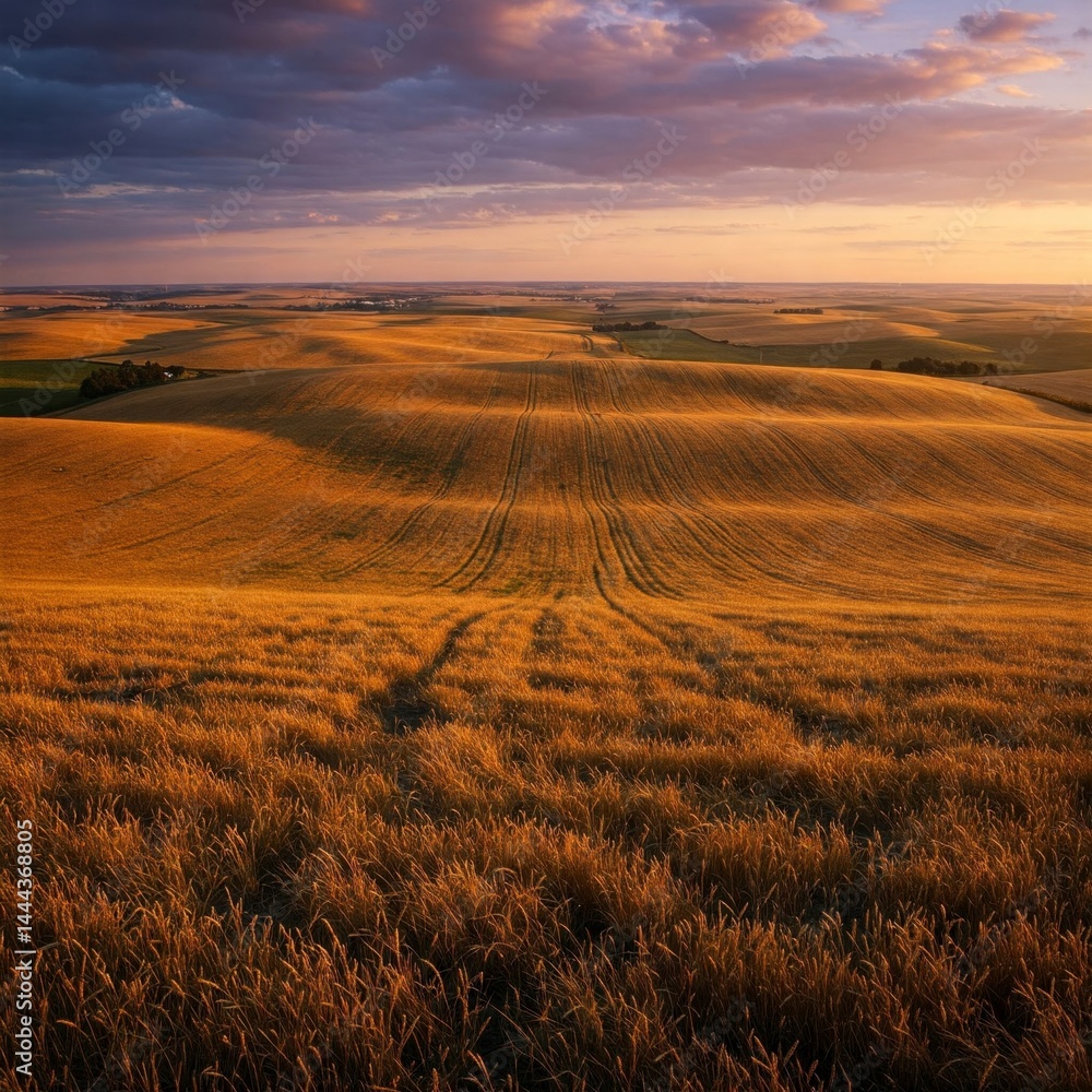 Fototapeta premium Golden Wheat Field at Sunset