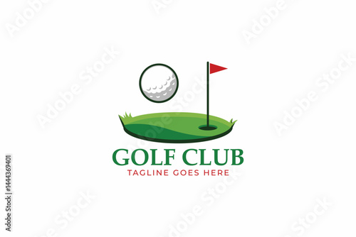 Elegant Golf Logo Highlighting Fairway, Ball Golf and Tournament Elements Minimalist Design