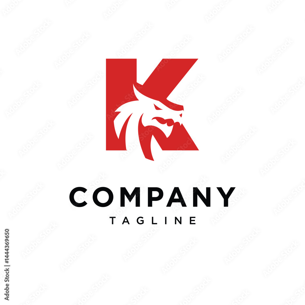 Fototapeta premium Letter K Dragon Logo Icon Vector