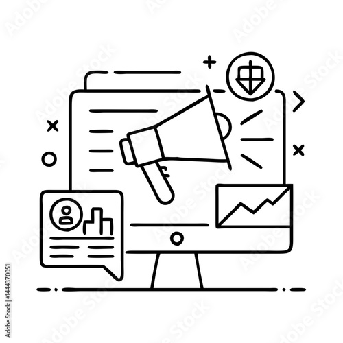 Wallpaper Mural marketing campaign icon, marketing campaign line art - simple line art of marketing campaign, perfect for marketing campaign logos and icons Torontodigital.ca