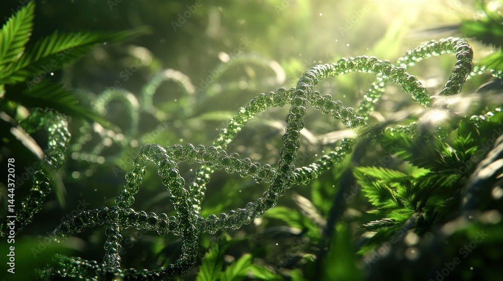 DNA helix in a lush forest DNA helix in a lush forest