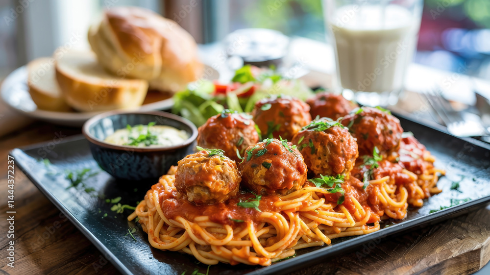 Spaghetti and Meatballs Close-up Spaghetti and Meatballs Close-up