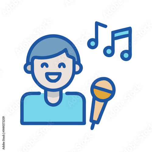 Icon of a Man Singing with Musical Notes