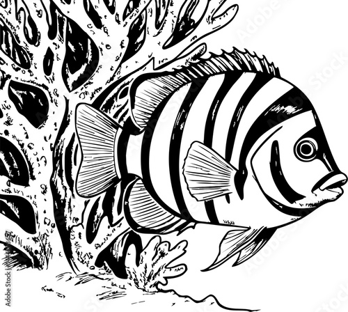 Colorful fish swimming among coral reefs underwater scene marine life summer vibes vibrant environment close-up view