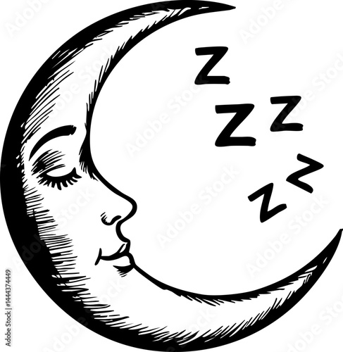 Dreamy moonlit night celestial scene illustration tranquil environment close-up view sleep concept for serenity