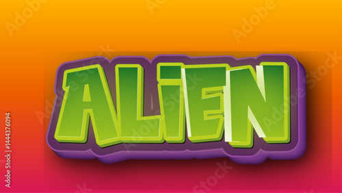 purple orange and green gradient alien 3d text effect