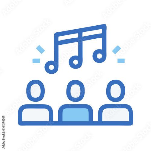 Choir sings music notes vector icon illustration