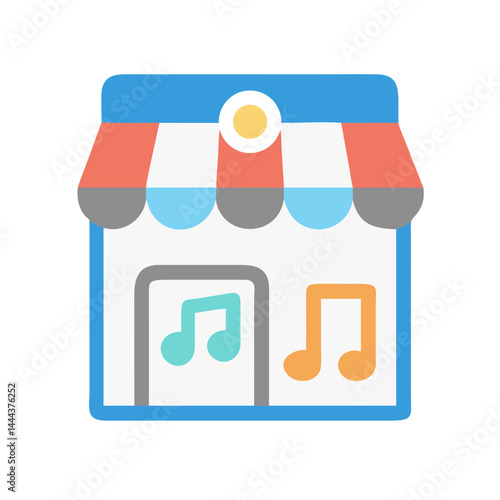 Colorful music store icon, online music shop concept