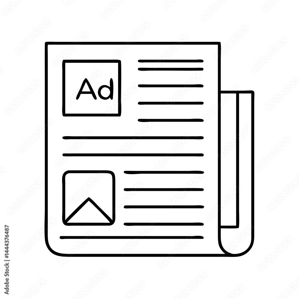 newspaper ad icon, newspaper ad line art - simple line art of newspaper ad, perfect for newspaper ad logos and icons newspaper ad icon, newspaper ad line art - simple line art of newspaper ad, perfect for newspaper ad logos and icons