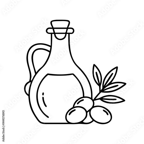 olive oil icon, olive oil line art - simple line art of olive oil, perfect for olive oil logos and icons